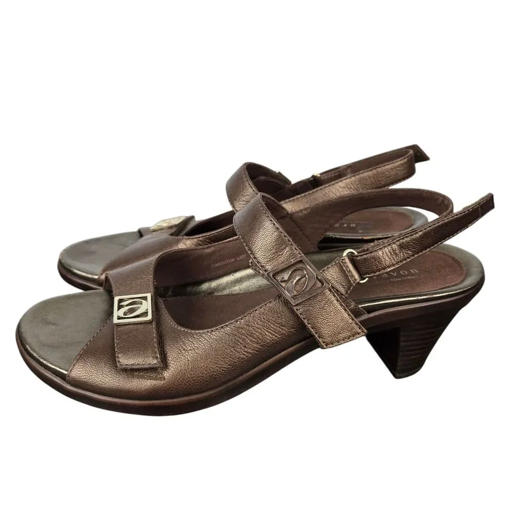 Aravon by New Balance Ava Sandals Women's Sz 10 AA Bronze Block Heel Ankle Strap